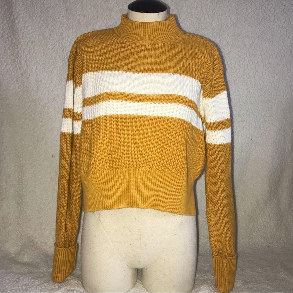 Lottie Moss golden  Striped Crop Sweater